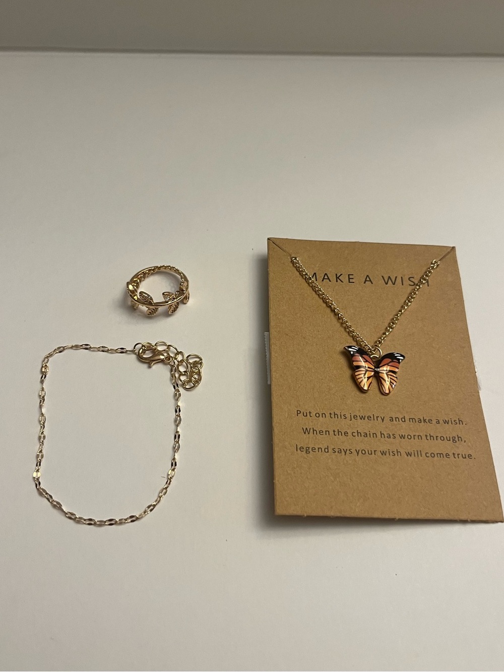 Gold Butterfly Pendant Necklace - Make A Wish